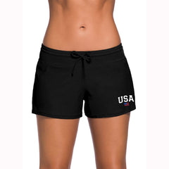 Women's Patterned Lace-up Boxer Swim Trunks