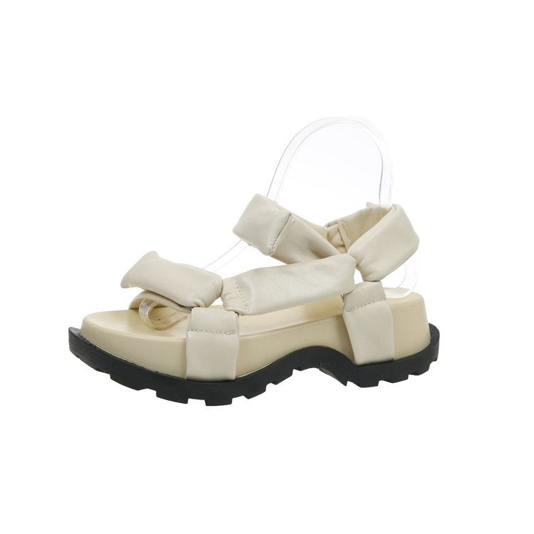 Velcro Sponge Cake Platform Roman Shoes for Women