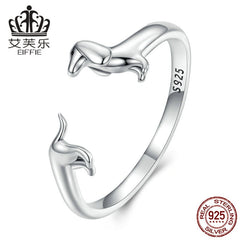 S925 Sterling Silver Sausage Dog Ring