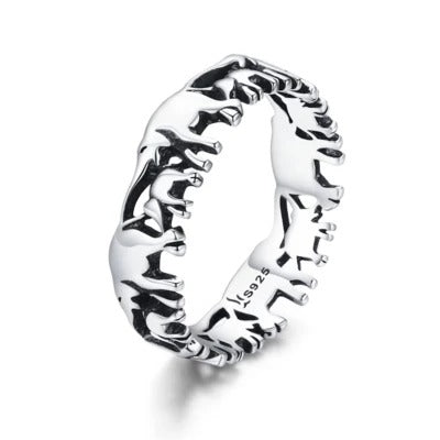Fashionable S925 Silver Elephant Family Ring