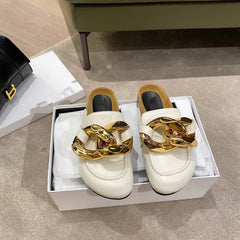 Golden Chain Half-Toe Shoes for Women - British Style