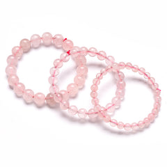 Natural Rose Quartz Bracelet with S925 Silver Beads