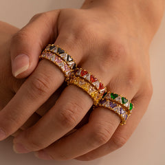 18K Gold Stainless Steel Ring in European American Style