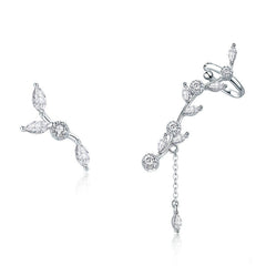 S925 Silver Long Earrings with White Gold Plating