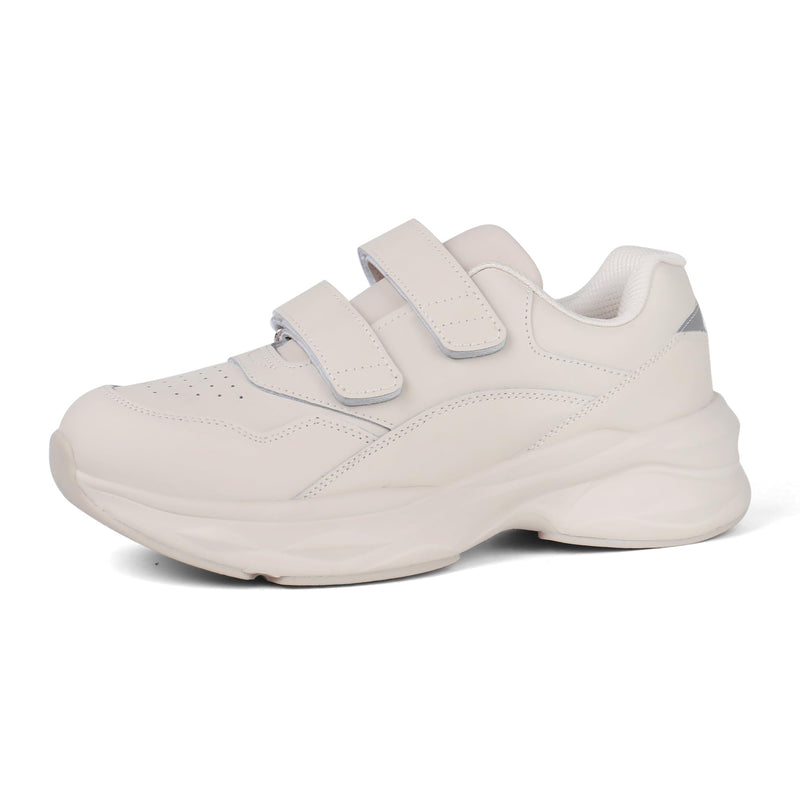 ORTOREX Women Diabetic Leather Shoes Orthopedic Walking Shoes Wide Toe Box Shoes (10Ivory)