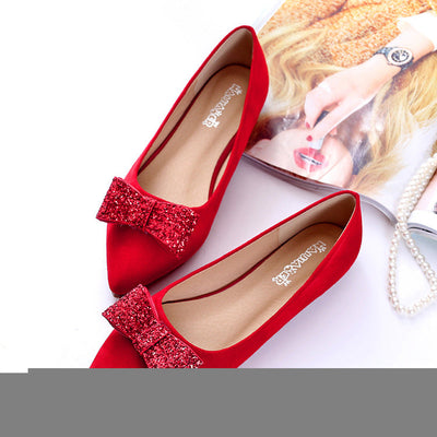 2018 New Flat Wedding Shoes with Bow for Women