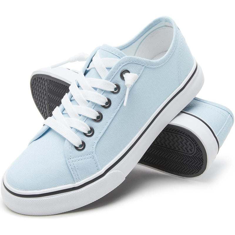 Women Canvas Sneaker Slip On Non Slip Casual Shoes Lace Up Canvas Low Top White Shoes Loafers for Women Fashion Black Sneaker Shoes（BlueUS10.5）