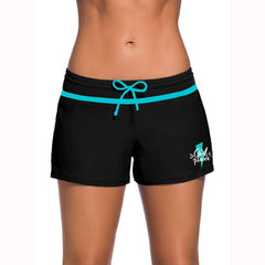 Women's Patterned Lace-up Boxer Swim Trunks