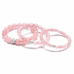 Natural Rose Quartz Bracelet with S925 Silver Beads