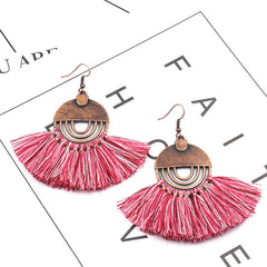 Tassel Earrings, Geometric Round Alloy Drop Earrings