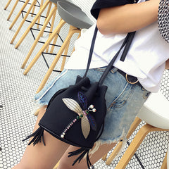 Frosted Bucket Bag - Dragonfly Women's Shoulder Bag