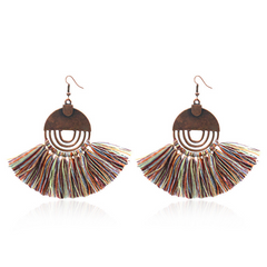 Tassel Earrings, Geometric Round Alloy Drop Earrings