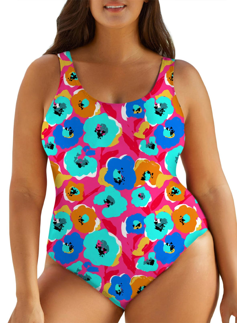 Eytino Women Plus Size One Piece Bathing Suit Crisscross Back Swimsuit Athletic Swimming Swimwear4X Red