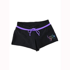 Women's Patterned Lace-up Boxer Swim Trunks