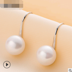 S925 Silver Freshwater Pearl Stud Earrings in Rose Gold