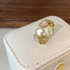 Diamond Shell Heart-shaped Ring for All Occasions