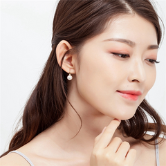 S925 Silver Freshwater Pearl Stud Earrings in Rose Gold