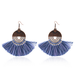 Tassel Earrings, Geometric Round Alloy Drop Earrings