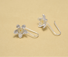 Thai Craft Silver Flower Earrings - S925 Silver Dangles