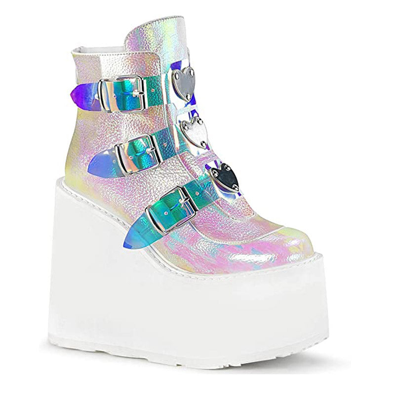 Wedge Heel Zipper Women Boots, Plus Size Women's Shoes