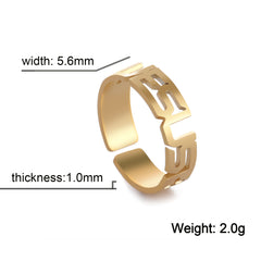 Personalized Titanium Steel Cut Letters Adjustable Ring