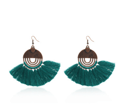 Tassel Earrings, Geometric Round Alloy Drop Earrings