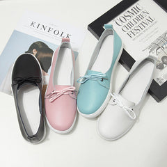 Genuine Leather Lace-Up Casual Flat Shoes for Women