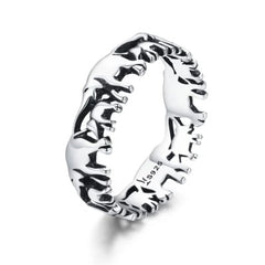 Fashionable S925 Silver Elephant Family Ring