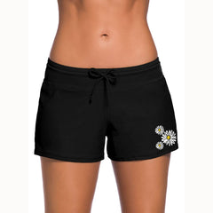 Women's Patterned Lace-up Boxer Swim Trunks