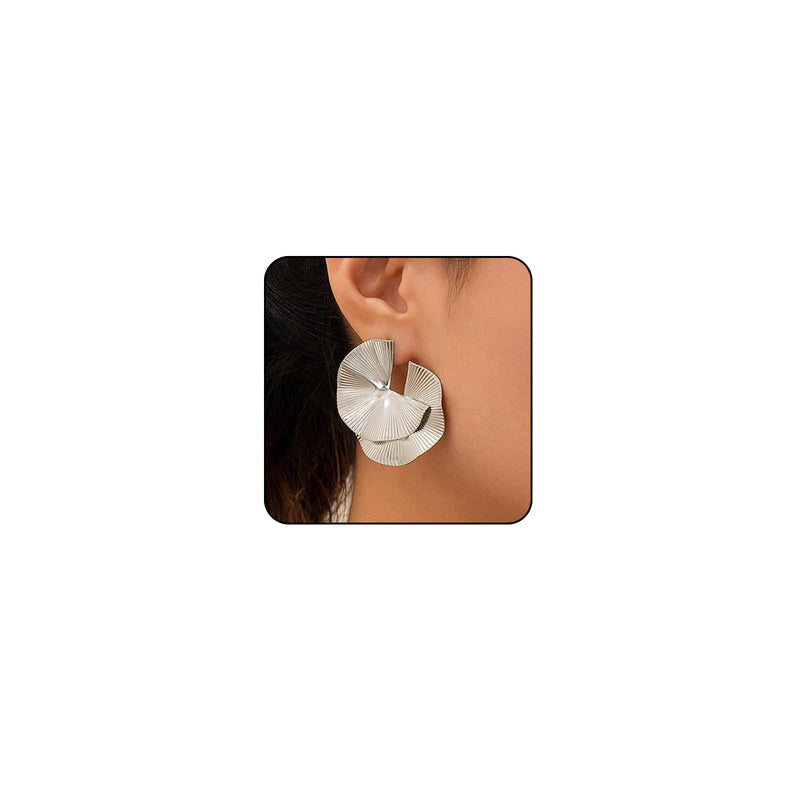 Chunky Silver Earrings for Women Trendy Silver Statement Earrings Silver Spiral Earrings Large Silver Earrings Big Chunky Earrings Geometric Fashion Earrings (Style4_Silver)