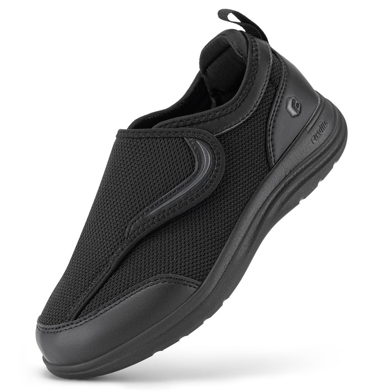 FitVille Diabetic Shoes for Women Wide Width with Arch Support Fully Adjustable Straps Extra Wide Shoes for Women(Black11W)