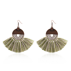 Tassel Earrings, Geometric Round Alloy Drop Earrings