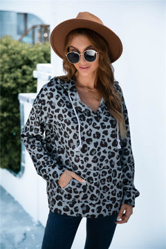 Oversized Printed Hooded Sweatshirt with Pocket