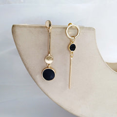 S925 Silver Asymmetrical Geometric Long Earrings