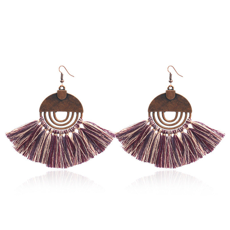 Tassel Earrings, Geometric Round Alloy Drop Earrings