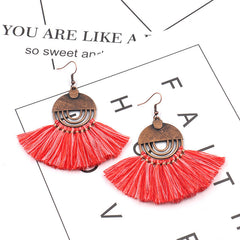Tassel Earrings, Geometric Round Alloy Drop Earrings