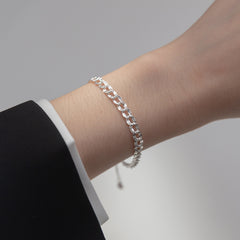 S925 Silver Glossy Buckle Chain Bracelet