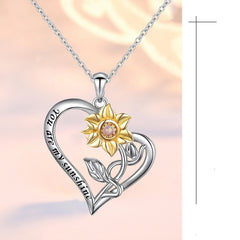 S925 Silver Diamond Sunflower Pendant Necklace