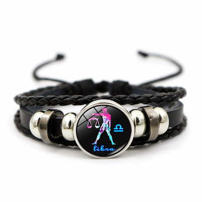 Creative Leather Weaving Beaded Bracelet in Gem Fashion