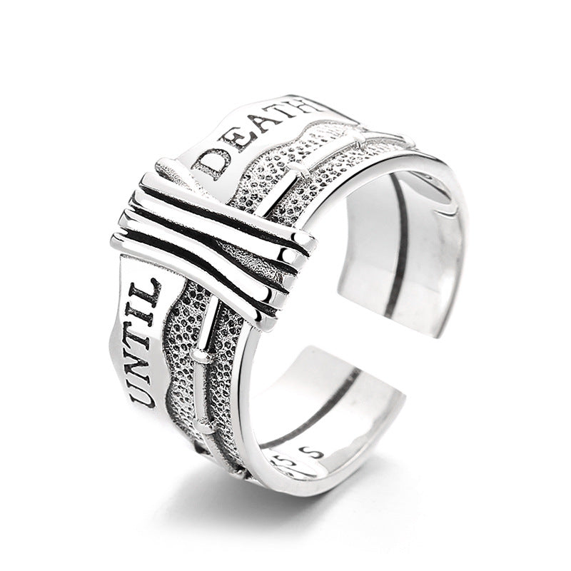 S925 Sterling Silver Vintage Distressed Ring
