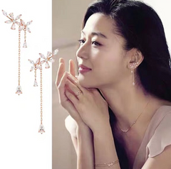 Flower Stud Earrings and Dangle Earrings Set