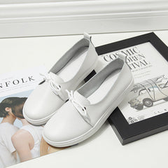 Genuine Leather Lace-Up Casual Flat Shoes for Women
