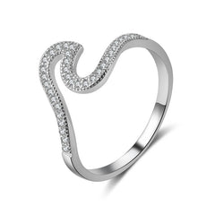 Micro Inlaid Zircon Wave Ring for Women