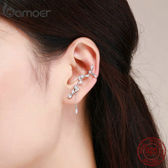 S925 Silver Long Earrings with White Gold Plating