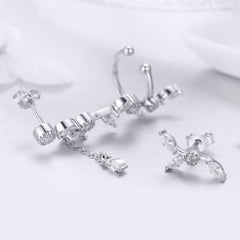 S925 Silver Long Earrings with White Gold Plating
