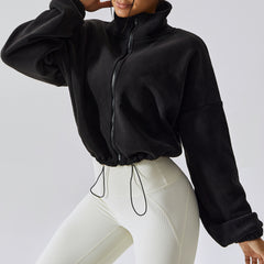 Women's Loose Stand Collar Cashmere Sports Coat