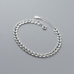S925 Silver Glossy Buckle Chain Bracelet