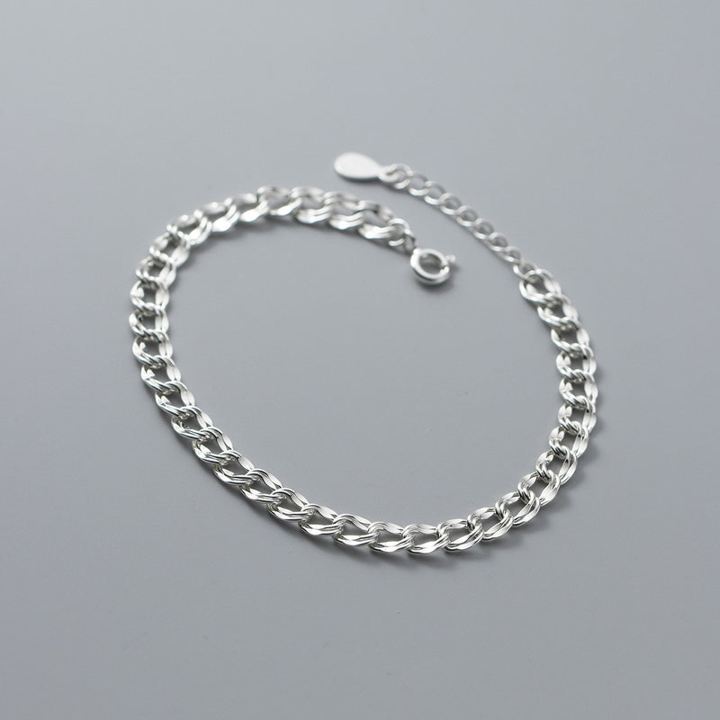 S925 Silver Glossy Buckle Chain Bracelet