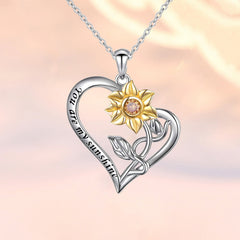 S925 Silver Diamond Sunflower Pendant Necklace