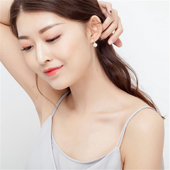 S925 Silver Freshwater Pearl Stud Earrings in Rose Gold